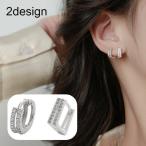 Yahoo! Yahoo!ショッピング(ヤフー ショッピング)フープピアス リングピアス レディース 女性用 アクセサリー ラインストーン サークル スクエア シルバーカラー 上品 きれいめ おしゃれ かわいい