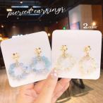 Yahoo! Yahoo!ショッピング(ヤフー ショッピング)スタッドピアス レディース 女性用 アクセサリー 大ぶり 揺れる ゴールドカラー 花 フラワー カラーストーン フェイクパール サークル リング 高見