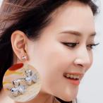 Yahoo! Yahoo!ショッピング(ヤフー ショッピング)スタッドピアス レディース 女性 アクセサリー ファッション雑貨 クローバー リーフ 葉っぱ 三つ葉 ミツバ ラインストーン シルバーカラー シンプル