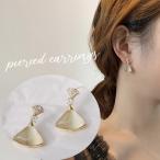 Yahoo! Yahoo!ショッピング(ヤフー ショッピング)スタッドピアス レディース 女性用 アクセサリー ゴールドカラー 揺れる 扇形 カラーストーン ラインストーン キラキラ 大人かわいい キュート カジ