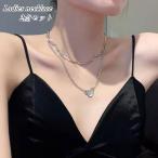Yahoo! Yahoo!ショッピング(ヤフー ショッピング)ネックレス 2点セット レディース 女性 アクセサリー ファッション雑貨 2連 チェーン ハート 英文 英字 英語 シルバーカラー シンプル おしゃれ