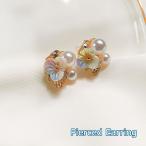 ピアス スタッドピアス 耳飾り アクセサリー レディース 女性 フェイクパール フェイクストーン 可愛い フラワーモチーフ おしゃれ お出掛け ご褒美