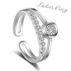 Yahoo! Yahoo!ショッピング(ヤフー ショッピング)指輪 リング フリーサイズ アクセサリー レディース オープンリング シルバカラー 幅広 2連風 ラインストーン 女性用 おしゃれ カジュアル 贈り物