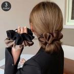 ショッピングシュシュ シュシュ ヘアゴム ヘアアクセサリー レディース サテン調 光沢感 髪飾り まとめ髪 髪留め 髪飾り ふんわり ボリューム 無地 単色 おしゃれ かわ