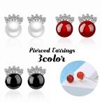 Yahoo! Yahoo!ショッピング(ヤフー ショッピング)スタッドピアス レディース 女性 アクセサリー ラインストーン フェイクパール カラーストーン風 王冠 クラウン 上品 華奢 エレガント プレゼント