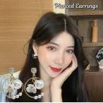 Yahoo! Yahoo!ショッピング(ヤフー ショッピング)スタッドピアス キャッチピアス レディース アクセサリー 耳飾り ラインストーン フェイクパール 揺れる フラワー サークル 円形 可愛い おしゃれ