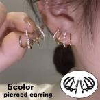 ピアス スタッドピアス レディース 女性用 婦人用 アクセサリー ラインストーン 4連 重ね付け風 ゴールドカラー シルバーカラー おしゃれ かわいい