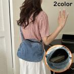 ショルダーバッグ レディース キャンバス デニム風 斜めがけ 肩掛け 大容量 小物入れ スクエア 横型 軽量 マチ広 カジュアル