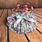 花柄 パンツ フリル 赤ちゃん ベビー 子ども 幼児 乳児 可愛い おしゃれ キュート 三段フリル リボン ベビー服 フラワー S M L ピンク ラ