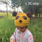 Yahoo! Yahoo!ショッピング(ヤフー ショッピング)子供用 帽子 ニット帽 ビーニー ニットキャップ パンダデザイン ボンボン付き 赤ちゃん ベビー キッズ 男の子 女の子 冬帽子 バイカラー