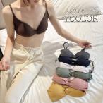 ノンワイヤーブラ レディース ブラジャー フルカップ ホックなし インナー リボン シンプル 無地 リブ かわいい キュート おしゃれ フェミニン 大