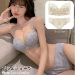 ショッピングブラジャー ブラジャー ショーツ 上下 2点セット 3 4カップブラジャー スタンダードショーツ 下着 女性用 レディース 婦人 脇高 ワイヤー入り 下厚パッド