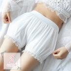 ペチパンツ かぼちゃパンツ レディース 女性 下着 インナー アンダーウェア 透け防止 パンチラ防止 覗き防止 裾レース ゴムウエスト 無地 シンプル