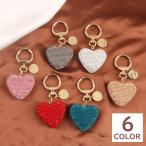 キーホルダー ハートモチーフ キーリング バッグチャーム ラインストーン キラキラ かわいい 可愛い おしゃれ 派手 ワンポイント