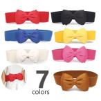 サッシュベルト ゴムベルト リボンベルト レディース ファッション小物 ボウタイ ウエストマーク 幅広 6cm 女性用 無地 可愛い おしゃれ ブラッ