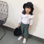 ブラウス 長袖 9分袖 フリル バックボタン 背中ボタン 子供用 キッズ トップス シャツ ラッフルカラー ラッフルカラー 袖口フリル フリル襟 シン