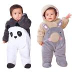 ベビー用 カバーオール バギーオール 長袖 長ズボン 足つき 着ぐるみ 厚手 フリース つなぎ フード付き オールインワン ジャンプスーツ もこもこ