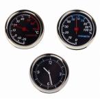 時計 車載時計 3個セット 温度計 湿度計 アナログ コンパクトクロック 車用時計 カーアクセサリー コンパクト スタンド クロック 車内温度 車内湿