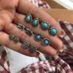ピアス アクセサリー ファッション小物 レディース 女性 メンズ 男性 カジュアル アソート ６点セット ターコイズ風 フラワー しずく 象 ハート
