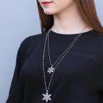 Yahoo! Yahoo!ショッピング(ヤフー ショッピング)2連ネックレス ロングネックレス ペンダント レイヤード 2重 雪の結晶 レディース アクセサリー ラインストーン キラキラ スノーモチーフ おしゃれ
