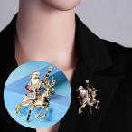 Yahoo! Yahoo!ショッピング(ヤフー ショッピング)ブローチ レディース アクセサリー ビジュー ピン ラインストーン 天然石風 サンタクロース トナカイ ゴールドカラー 可愛い かわいい おしゃれ お