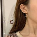 Yahoo! Yahoo!ショッピング(ヤフー ショッピング)ピアス レディース アクセサリー ロングピアス チェーン 丸玉 丸型 アシンメトリー パール ビジュー ゴールドカラー ギフト プレゼント 誕生日 ク