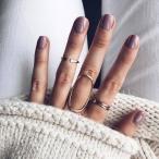 指輪 リング レディース アクセサリー 4個セット ゴールドカラー デザインリング ファランジリング 楕円 シンプル ジュエリー おしゃれ 女性用 婦