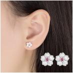Yahoo! Yahoo!ショッピング(ヤフー ショッピング)ピアス スタッドピアス クリスタル風 クリアストーン カラーストーン 桜 フラワー 花 シルバーカラー かわいい おしゃれ 女性 レディース 小ぶり