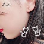 Yahoo! Yahoo!ショッピング(ヤフー ショッピング)ピアス レディース アクセサリー スタッドピアス キャット 猫 ラインストーン シンプル おしゃれ かわいい プレゼント ギフト
