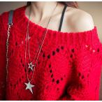 ネックレス ロングネックレス 2連 2重 ペンダント アクセサリー レディース 星 スター 五芒星 ラインストーン チェーン お出掛け ギフト 記念日