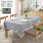 テーブルクロス 100 140cm 120cm角 食卓カバー テーブルマット 長方形 正方形 綿麻混 洗える レース プリント