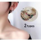 Yahoo! Yahoo!ショッピング(ヤフー ショッピング)ピアス レディース アクセサリー ジュエリー フェイクパール ラインストーン 丸 円 サークル きらきら カラフル きれい かわいい おしゃれ 女性用