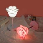 LEDライト テーブルランプ ナイトランプ ローズ 薔薇 USB充電 ベッドサイド ロマンチック かわいい ホワイト ピンク