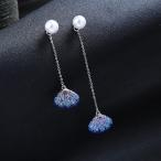 Yahoo! Yahoo!ショッピング(ヤフー ショッピング)ピアス レディース アクセサリー アシンメトリー ロング チェーン キラキラ 揺れる シルバー パール 貝殻 扇子 可愛い おしゃれ 大人女子 上品