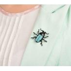 ブローチ レディース メンズ 男女兼用 ユニセックス アクセサリー カブトムシ ブルー ブラック トルコ石風 昆虫 個性的 かぶらない