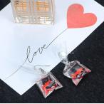 ピアス 金魚 金魚すくい フックピアス ユニーク 個性的 夜店 縁日 夏 浴衣 レディース アクセサリー 女性用 可愛い かわいい おしゃれ デート