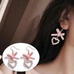 Yahoo! Yahoo!ショッピング(ヤフー ショッピング)ピアス フックピアス レディース アクセサリー 女性用 フェイクパール ハート リボン ピンク 揺れる ゆらゆら 可愛い おしゃれ シンプル 記念日