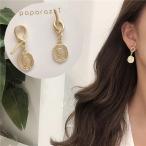 Yahoo! Yahoo!ショッピング(ヤフー ショッピング)ピアス レディース アクセサリー アシンメトリー スタッドピアス コインモチーフ ドロップ 揺れる ゴールドカラー レトロ風 かわいい おしゃれ カジ