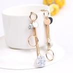 Yahoo! Yahoo!ショッピング(ヤフー ショッピング)ピアス アクセサリー レディース 女性用 左右非対称 円形 ロング 大理石柄 ゴールドカラー シルバーカラー 揺れる ゆらゆら おしゃれ パーティー