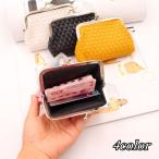 ショッピングがま口 コインケース 小銭入れ がま口 がま口財布 カード入れ レディース 女性 フェイクレザー レザー調 編み込み ミニ財布 ミニウォレット コンパクト お