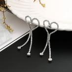 Yahoo! Yahoo!ショッピング(ヤフー ショッピング)ピアス ハート ラインストーン ロングピアス スタッドピアス 揺れる レディース アクセサリー おしゃれ エレガント シルバーカラー