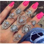 指輪 リング ファッションリング 9個セット レディース アクセサリー ジュエリー ごつごつ 大きめ 冠 花 レトロ調 ビンテージ ボヘミアン風 9点