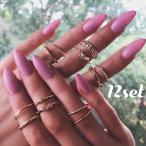 Yahoo! Yahoo!ショッピング(ヤフー ショッピング)指輪 リング 12点セット レディース 女性 アクセサリー上品 華奢 細身 ラインストーン シンプル レトロ風 大人女子 重ね付け 可愛い プレゼント