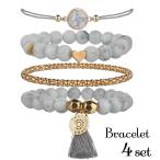 ブレスレット 4点セット 腕輪 レディース アクセサリー タッセル ハート アジャスター ファッション小物 可愛い おしゃれ お出掛け 誕生日 記念日