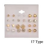 Yahoo! Yahoo!ショッピング(ヤフー ショッピング)ピアス レディース 女性 女の子 アクセサリー 耳飾り 12点セット ラインストーン フェイクパール ゴールドカラー シルバーカラー 種類豊富 プレゼ