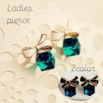 Yahoo! Yahoo!ショッピング(ヤフー ショッピング)スタッドピアス レディース 女性用 アクセサリー リボン キューブ 立方体 箱 モチーフ かわいい キュート ゴールドカラー おしゃれ カジュアル 耳