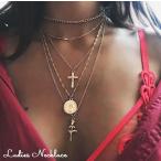 Yahoo! Yahoo!ショッピング(ヤフー ショッピング)多重デザインネックレス ネックレス アクセサリー レディース 多重 5重 コイン風 十字架 クロス お花 花 フラワー チェーン 存在感 ジャラジャラ