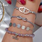 Yahoo! Yahoo!ショッピング(ヤフー ショッピング)ブレスレット アクセサリー レディース 4個セット ファッション雑貨 シンプル ハート かわいい おしゃれ ギフト プレゼント