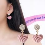 Yahoo! Yahoo!ショッピング(ヤフー ショッピング)ピアス ハート フラワー 花 スタッドピアス レディース アクセサリー おしゃれ かわいい ラインストーン ピンク ゴールドカラー