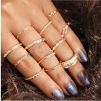指輪 リング ファッションリング レディース アクセサリー ジュエリー 12点セット レトロ ビンテージ ラインストーン シンプル 細め きらきら お